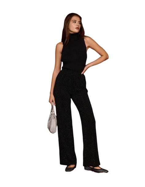 BON FASHION Sequined pants with rhinestones PA1601-BLACK
