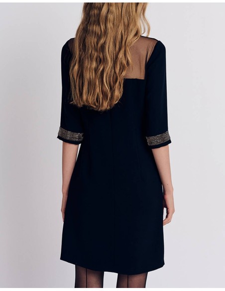 FOREL Φόρεμα mini με 3/4 μανίκι 079.50.01.133-ΜΑΥΡΟ | BON FASHION