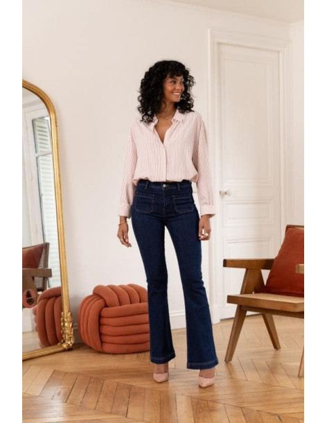 ORAIJE PARIS Semi high waist flare jeans JD410-BLUE | BON FASHION