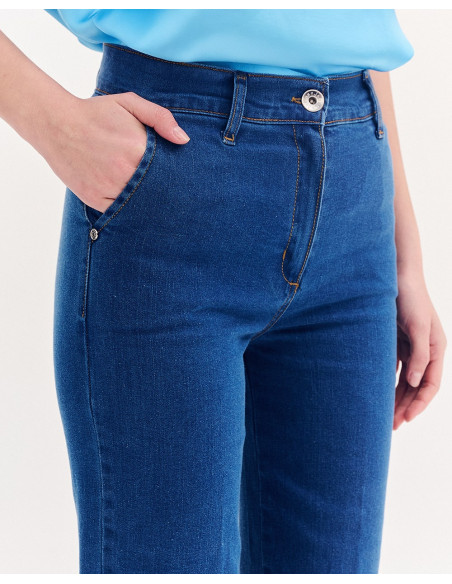 FOREL Παντελόνι τζιν crop 080.20.01.071-ΜΠΛΕ | BON FASHION