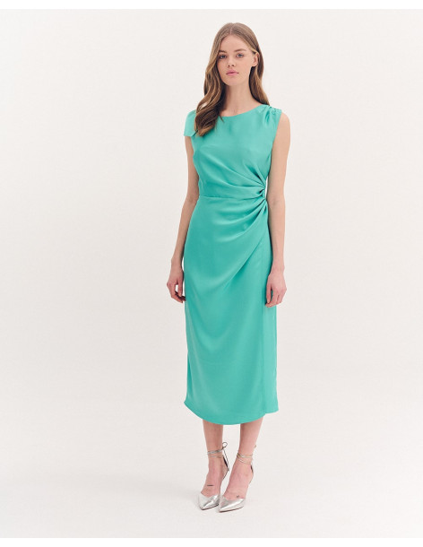 FOREL Φόρεμα στενό satin midi 080.50.01.119-ΣΜΑΡΑΓΔΙ