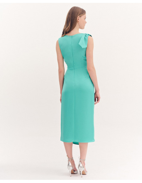 FOREL Φόρεμα στενό satin midi 080.50.01.119-ΣΜΑΡΑΓΔΙ | BON FASHION