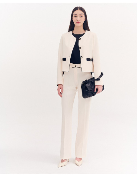 FOREL Σακάκι κοντό με διχρωμία 080.30.01.001- ΒΑΝΙΛΙΑ | BON FASHION