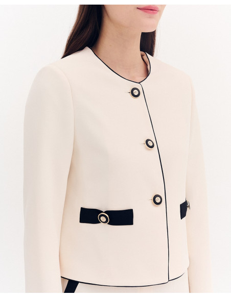 FOREL Σακάκι κοντό με διχρωμία 080.30.01.001- ΒΑΝΙΛΙΑ | BON FASHION