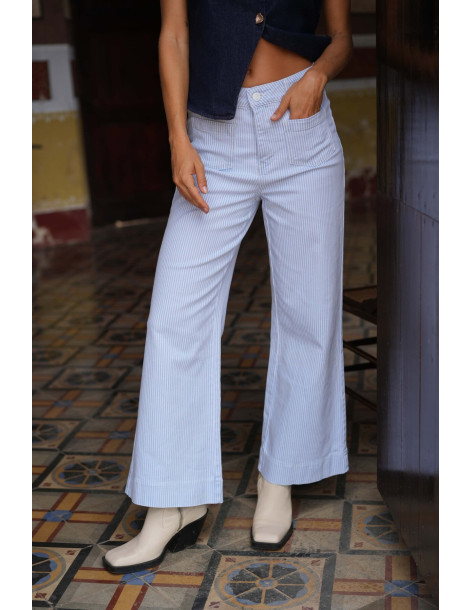 ORAIJE PARIS Windy wide striped jeans JD435-SKY BLUE | BON FASHION