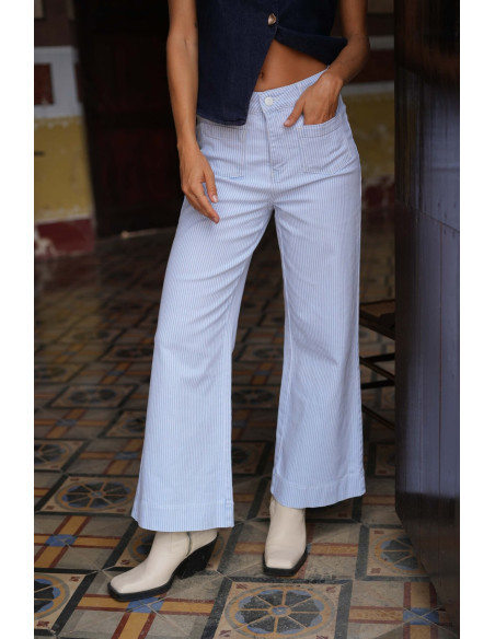 ORAIJE PARIS Windy wide striped jeans JD435-SKY BLUE | BON FASHION