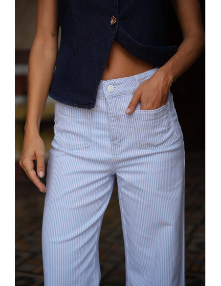 ORAIJE PARIS Windy wide striped jeans JD435-SKY BLUE | BON FASHION