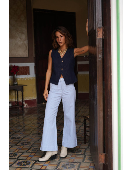 ORAIJE PARIS Windy wide striped jeans JD435-SKY BLUE