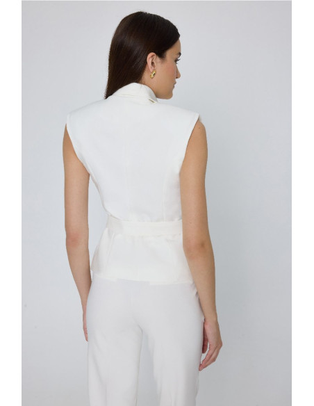 MIND MATTER JUDITH VEST 25-01-05-002-ECRU | BON FASHION