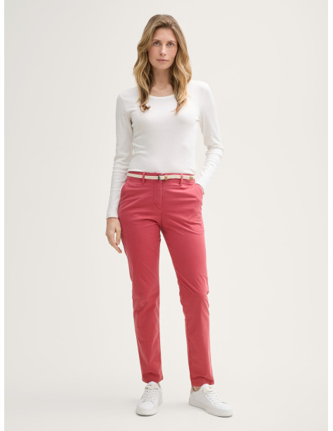 TOM TAILOR Slim chino trousers with belt 1045433-11016
