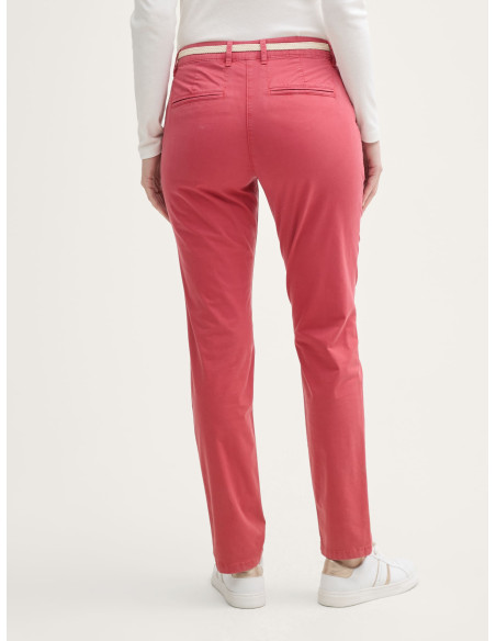 TOM TAILOR Slim chino trousers with belt 1045433-11016 BON FASHION