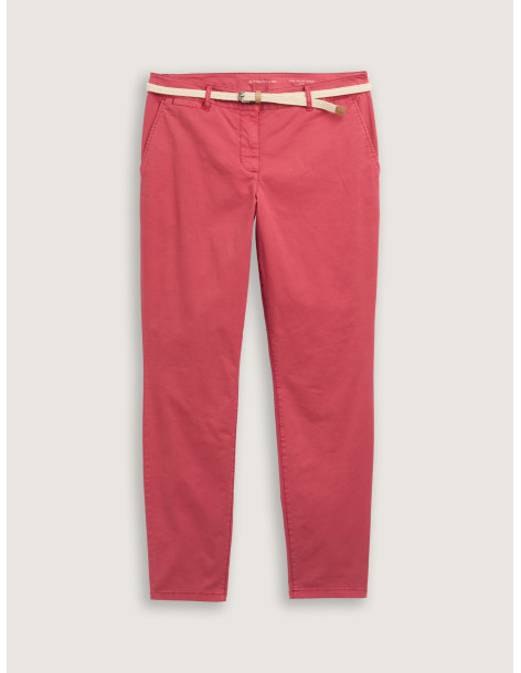 TOM TAILOR Slim chino trousers with belt 1045433-11016 BON FASHION