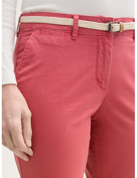 TOM TAILOR Slim chino trousers with belt 1045433-11016 BON FASHION