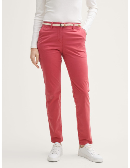 TOM TAILOR Slim chino trousers with belt 1045433-11016 BON FASHION