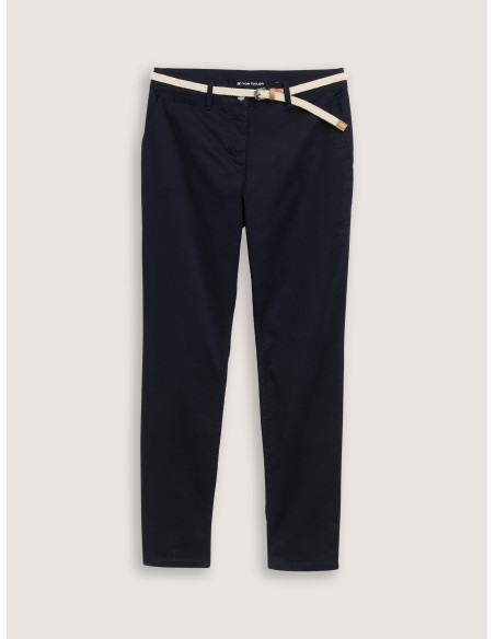 TOM TAILOR Slim chino trousers with belt 1045433-10668 BON FASHION
