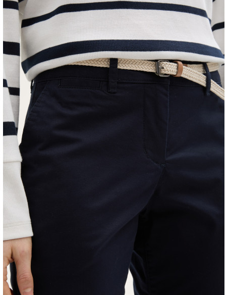 TOM TAILOR Slim chino trousers with belt 1045433-10668 BON FASHION