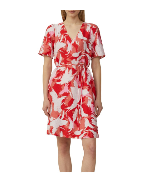 S.OLIVER Short viscose blend dress with puff sleeves 2163713-30A1