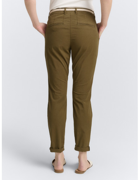 TOM TAILOR Slim chino trousers with belt 1045433-10370 BON FASHION