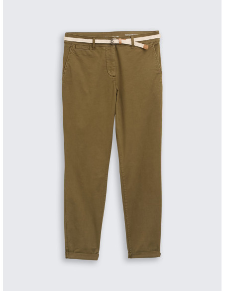 TOM TAILOR Slim chino trousers with belt 1045433-10370 BON FASHION