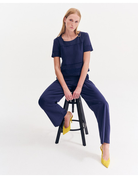 FOREL Μπλούζα με διάτρητο σχέδιο 080.10.01.002-ΜΠΛΕ | BON FASHION