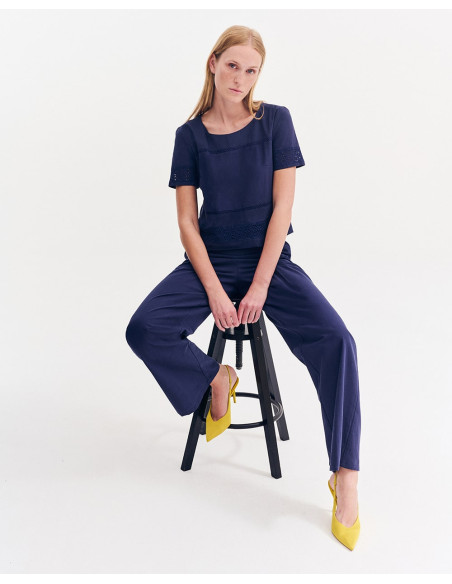 FOREL Μπλούζα με διάτρητο σχέδιο 080.10.01.002-ΜΠΛΕ | BON FASHION