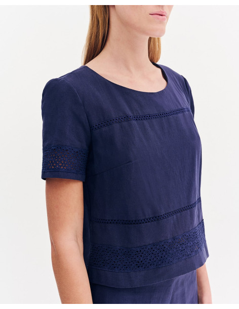 FOREL Μπλούζα με διάτρητο σχέδιο 080.10.01.002-ΜΠΛΕ | BON FASHION