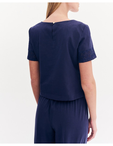 FOREL Μπλούζα με διάτρητο σχέδιο 080.10.01.002-ΜΠΛΕ | BON FASHION