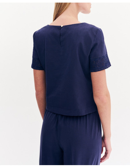 FOREL Μπλούζα με διάτρητο σχέδιο 080.10.01.002-ΜΠΛΕ | BON FASHION