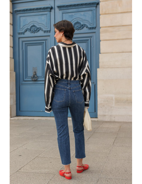 ORAIJE PARIS Momfit cropped jeans - Maryline JD365-BLUE| BON FASHION