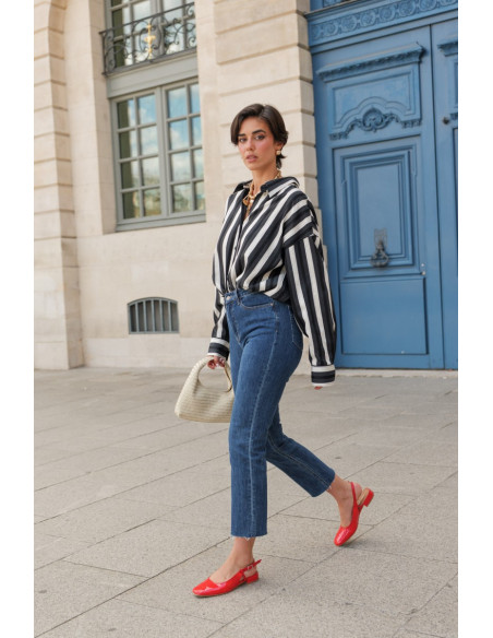 ORAIJE PARIS Momfit cropped jeans - Maryline JD365-BLUE| BON FASHION