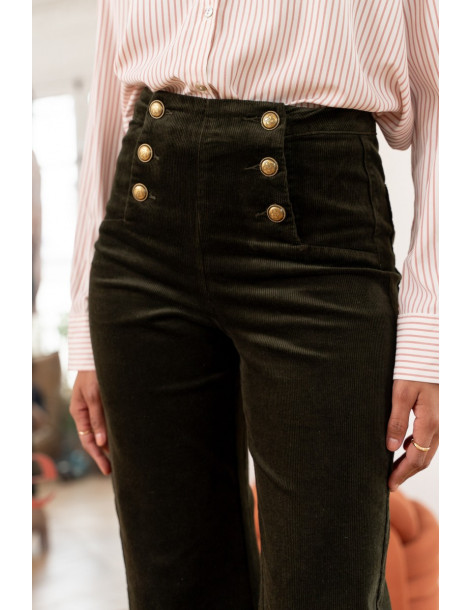 ORAIJE PARIS Wide velvet pants H413-KHAKI 2