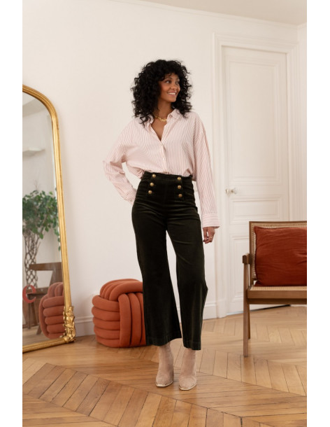 ORAIJE PARIS Wide velvet pants H413-KHAKI