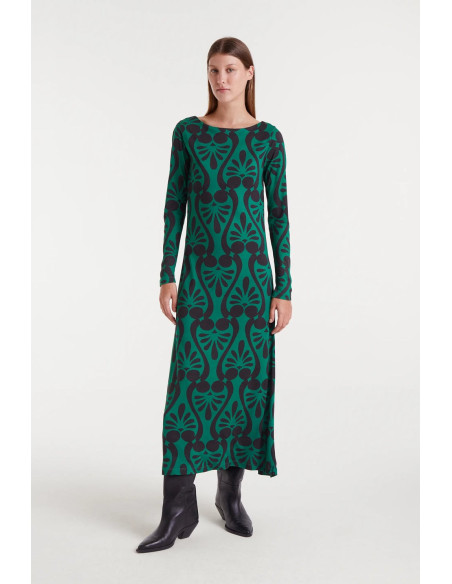 COMPANIA FANTASTICA Long dress with Baroque print 53C/41026