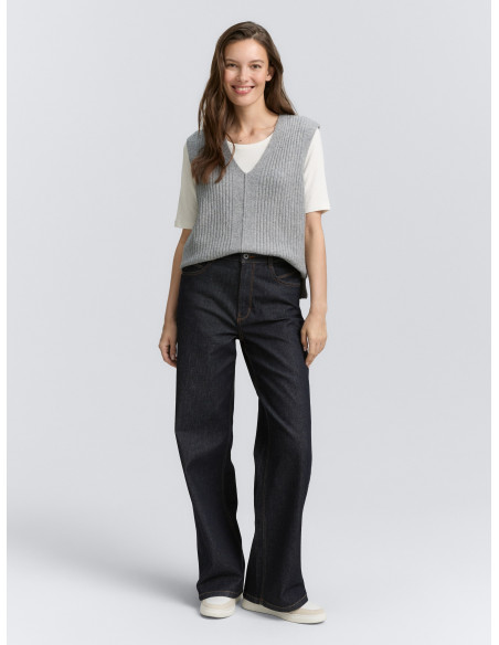 TOM TAILOR Ribbed jumper with V-neck 1047693-10313 | BON FASHION