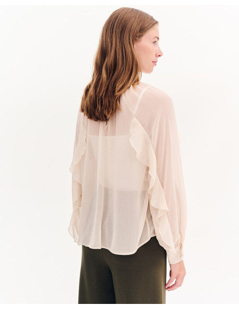 FOREL Μπλούζα με βολάν και δαντέλα 081.10.01.030-ΜΠΕΖ | BON FASHION