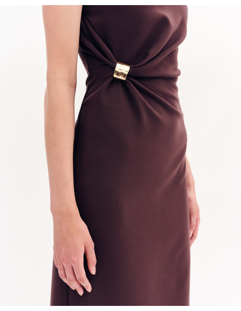 FOREL Φόρεμα κρεπ με ντραπέ 081.50.01.023-ΚΑΦΕ | BON FASHION