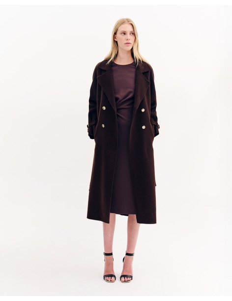 FOREL Φόρεμα κρεπ με ντραπέ 081.50.01.023-ΚΑΦΕ | BON FASHION