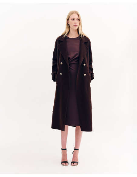 FOREL Φόρεμα κρεπ με ντραπέ 081.50.01.023-ΚΑΦΕ | BON FASHION