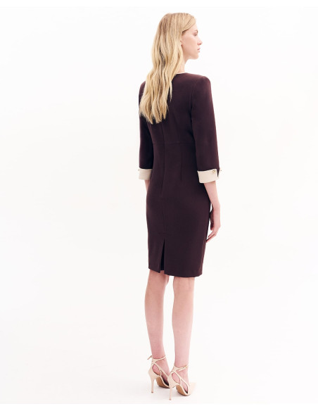 FOREL Φόρεμα pencil με 3/4 μανίκι 081.50.01.095-ΚΑΦΕ | BON FASHION