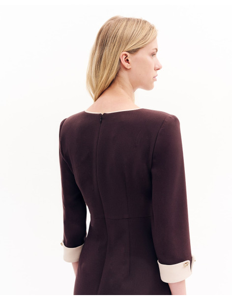 FOREL Φόρεμα pencil με 3/4 μανίκι 081.50.01.095-ΚΑΦΕ | BON FASHION