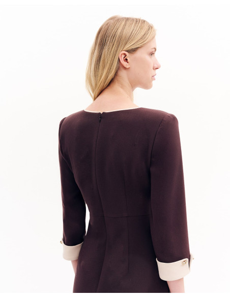 FOREL Φόρεμα pencil με 3/4 μανίκι 081.50.01.095-ΚΑΦΕ | BON FASHION
