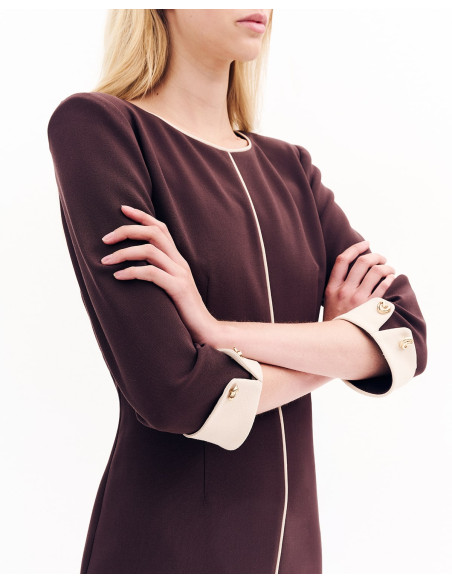 FOREL Φόρεμα pencil με 3/4 μανίκι 081.50.01.095-ΚΑΦΕ | BON FASHION