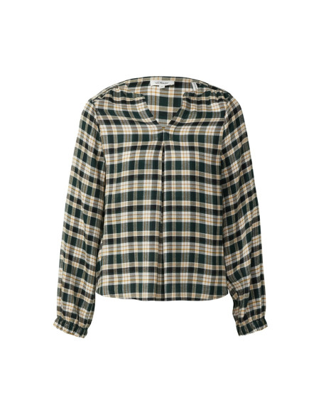 S.OLIVER Check blouse with pleat detail 2170017-69N1 | BON FASHION