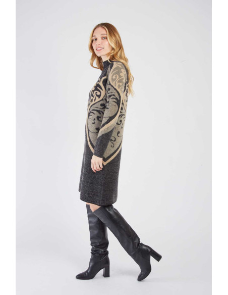 R.DERHY ROBE COURTE EN MAILLE CALYPSO A512002-BLACK | BON FASHION