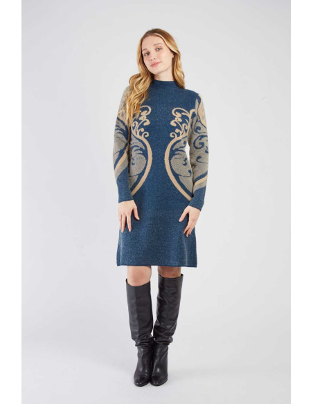 R.DERHY ROBE COURTE EN MAILLE CALYPSO A512002-BLUE | BON FASHION