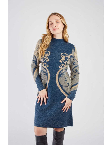 R.DERHY ROBE COURTE EN MAILLE CALYPSO A512002-BLUE