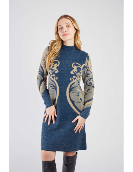 R.DERHY ROBE COURTE EN MAILLE CALYPSO A512002-BLUE