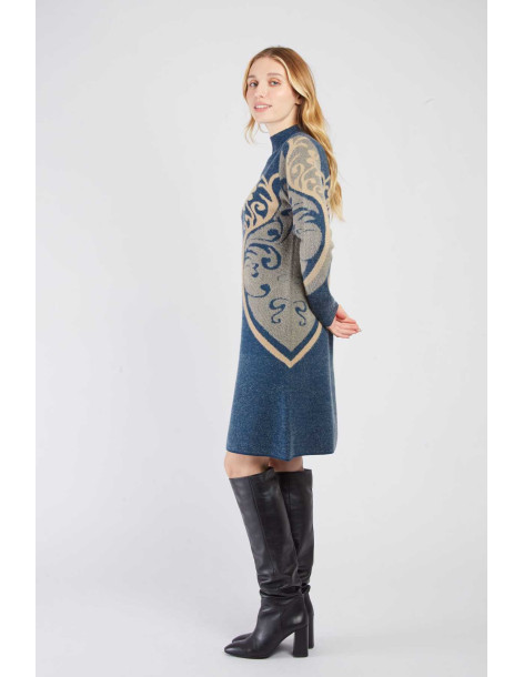 R.DERHY ROBE COURTE EN MAILLE CALYPSO A512002-BLUE | BON FASHION