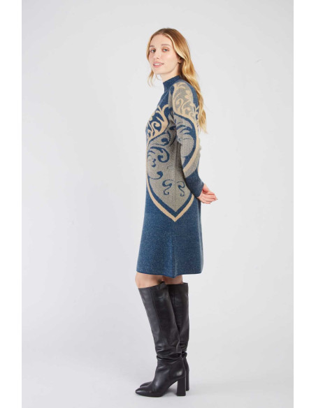 R.DERHY ROBE COURTE EN MAILLE CALYPSO A512002-BLUE | BON FASHION