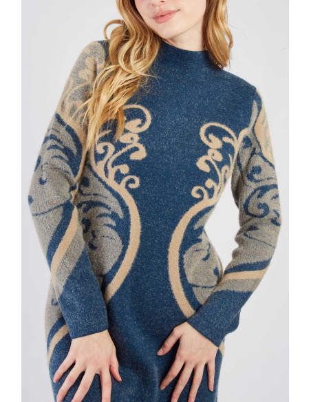 R.DERHY ROBE COURTE EN MAILLE CALYPSO A512002-BLUE | BON FASHION